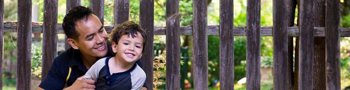 Father and Son in the Backyard