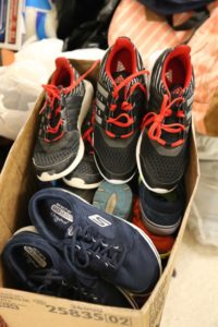 Shoes donated by Kualani, aspiring Eagle Scout, and his supporters